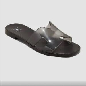 Shade & Shore Black Bonnie Jelly Slip on Sandals Women 10